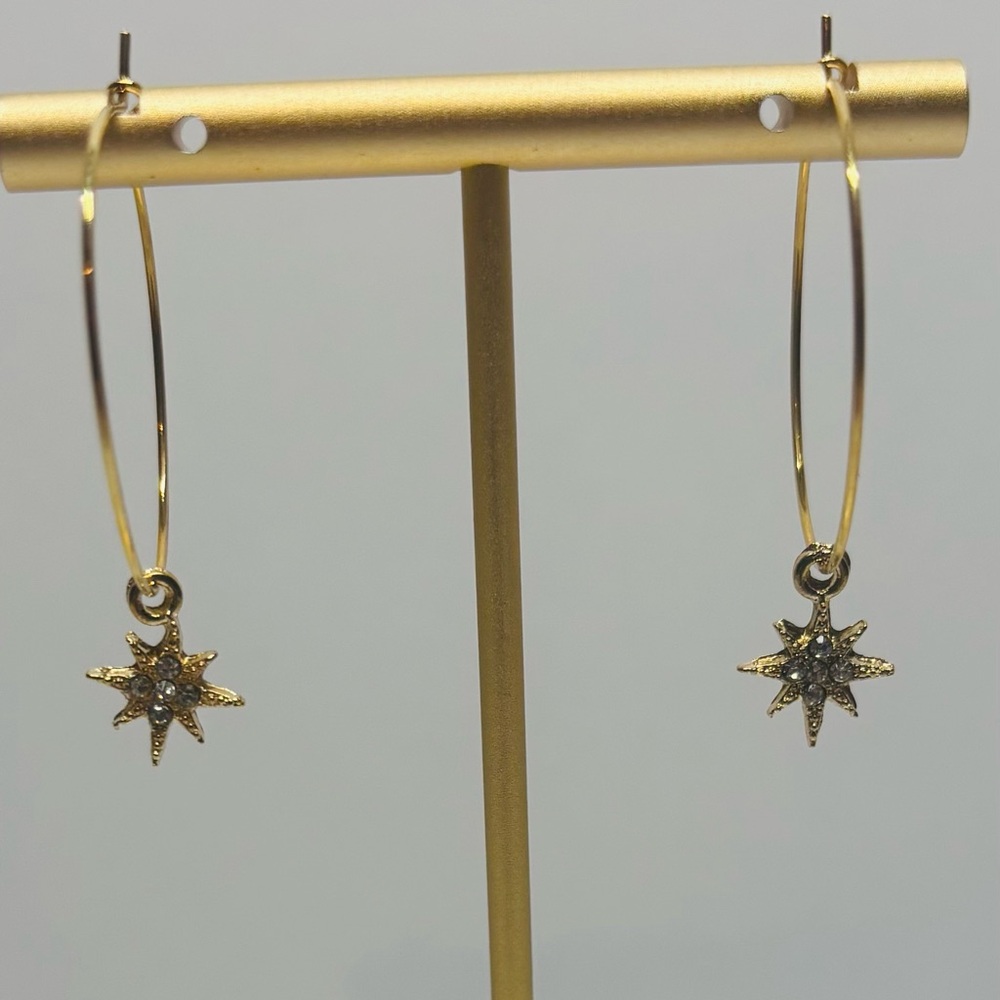 Gold Star Hoop Earrings